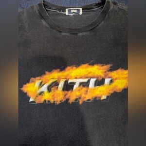 Kith Kids Black Tee with Fiery Graphic